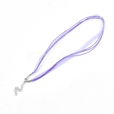 Waxed Cord and Organza Ribbon Necklace Making NCOR-T002-172-1