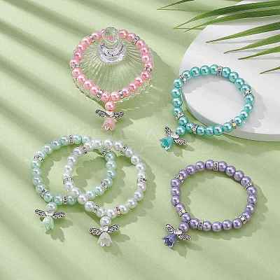 Glass Imitation Pearl Beaded Bracelets BJEW-JB09367-1