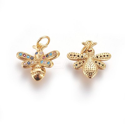 Brass Micro Pave Cubic Zirconia Charms ZIRC-E161-20G-1