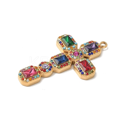 304 Stainless Steel Rhinestone Pendants Ion Plating(IP) STAS-V015-04B-G-1