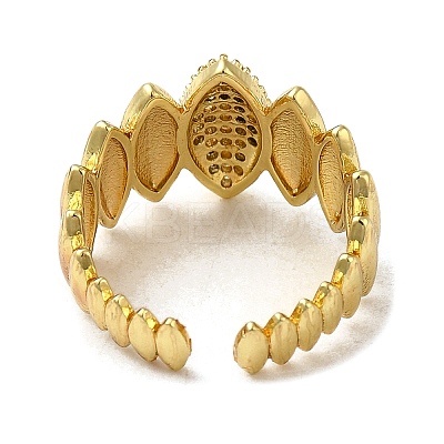 Rack Plating Brass with Clear Cubic Zirconia Cuff Rings RJEW-G308-01F-G-1