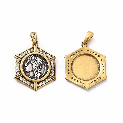 Rack Plating Eco-Friendly Brass Micro Pave Cubic Zirconia Pendants KK-K165-29-1