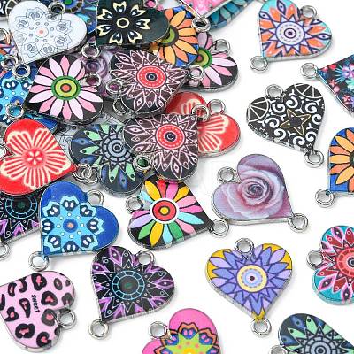 42Pcs 21 Styles Alloy Enamel Connector Charms ENAM-CJ0004-42-1