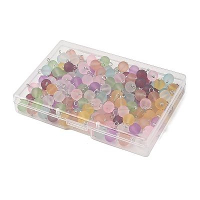 160Pcs Frosted Transparent Glass Charms PALLOY-ME00024-1
