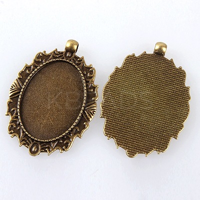 Vintage Tibetan Style Alloy Pendant Cabochon Bezel Settings TIBEP-M018-12AB-NF-1