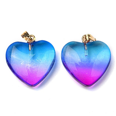Two Tone Spray Painted Glass Pendants GLAA-N035-016-C02-1