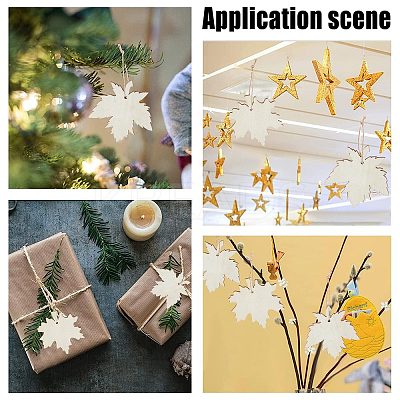 2 Sets 2 Style Autumn Theme Maple Leaf Unfinished Cutouts Wooden Decoration WOCR-GF0001-01-1