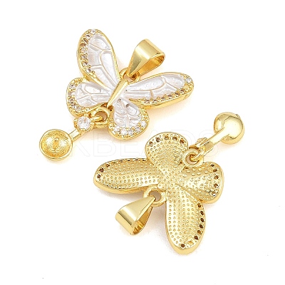 Brass Micro Clear Cubic Zirconia Peg Bails Pin Pendants KK-CBA6A75-51B-G-1