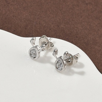 Deer Brass Micro Pave Clear Cubic Zirconia Stud Earrings LS-EJEW-F383-08P-1