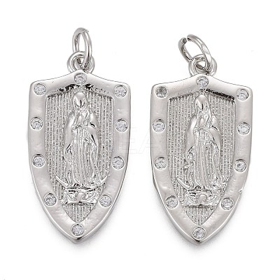 Brass Micro Pave Clear Cubic Zirconia Pendants KK-F821-17P-1