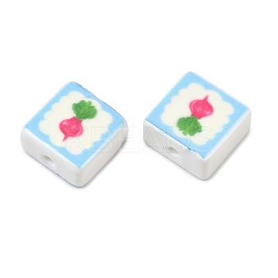 Printed Handmade Porcelain Beads PORC-G016-04P-1