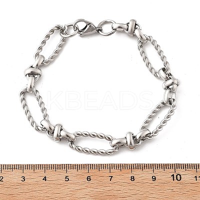304 Stainless Steel Figaro Link Chain Bracelets for Women Men BJEW-F488-06P-1