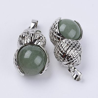 Natural Green Aventurine Pendants G-P350-A08-1