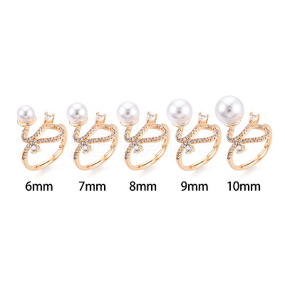 Curve Shape Brass Micro Pave Clear Cubic Zirconia Adjustable Ring Settings KK-T076-46G-1
