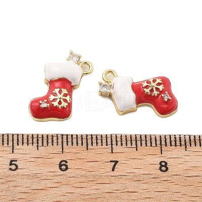 Christmas Theme Brass Micro Pave Cubic Zirconia Pendants KK-L228-30A-G-1