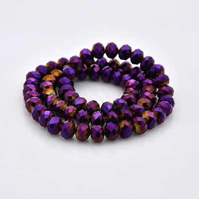 Full Plated Faceted Rondelle Glass Beads Strands GLAA-A024E-FP03-1