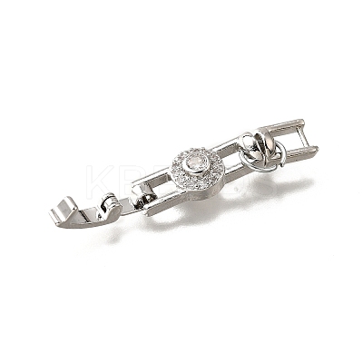 Brass Micro Pave Clear Cubic Zirconia Fold Over Clasps KK-R222-04P-1