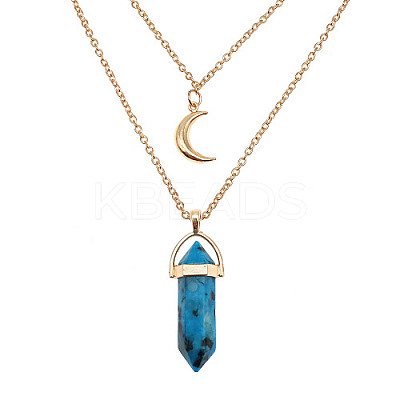 Natural Dumortierite Cone Pendant Double Layer Necklace UX9990-8-1