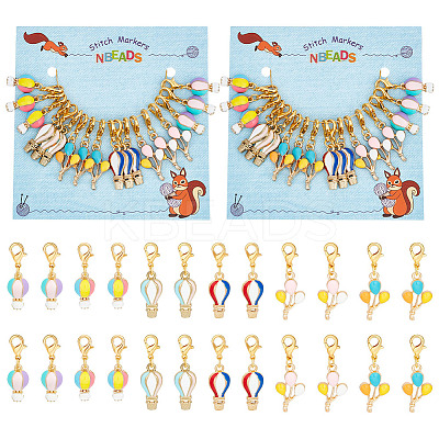 Hot Air Balloon Pendant Stitch Markers HJEW-AB00403-1