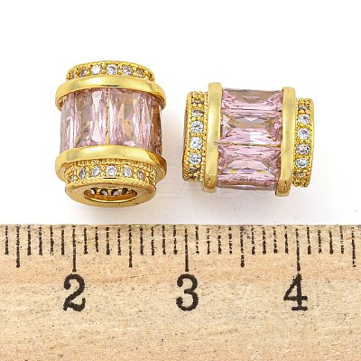 Rack Plating Brass Micro Pave Cubic Zirconia European Beads LS-KK-F089-31G-02-1
