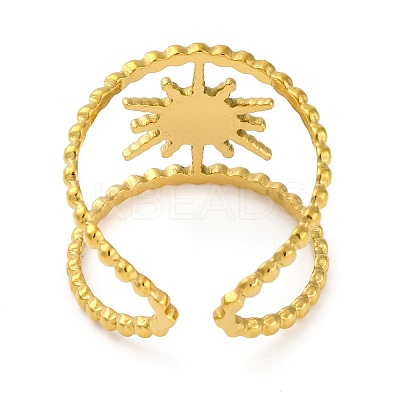 Golden 304 Stainless Steel Open Cuff Rings LS-RJEW-K261-06G-02-1