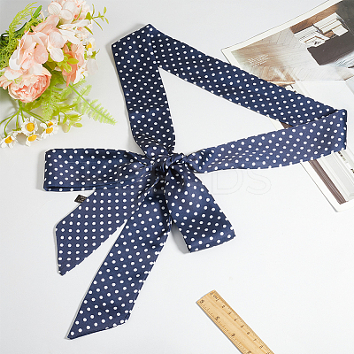Polka Dot Pattern Polyester Long Silk Scarf for Women Girls AJEW-WH20042-79B-1