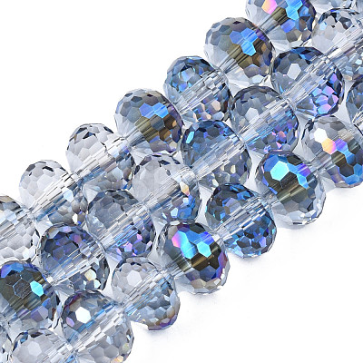 Electroplate Transparent Glass Beads Strands EGLA-N002-16-1