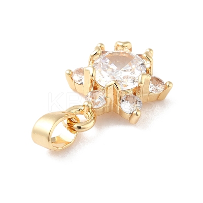 Rack Plating Brass Micro Pave Clear Cubic Zirconia Pendants ZIRC-F128-01G-1