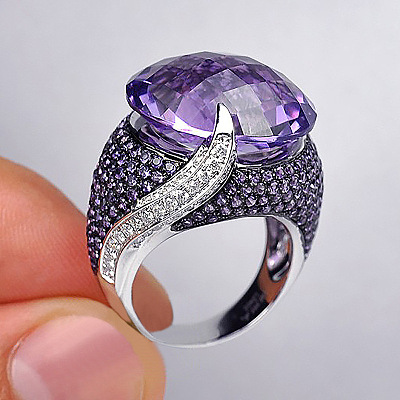 Oval Brass Micro Pave Cubic Zirconia Finger Rings for Women FS-WGFFB9D-01-1