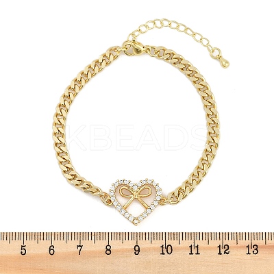 Brass Micro Pave Clear Cubic Zirconia Link Bracelets BJEW-M050-05G-01-1