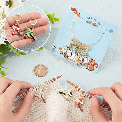 12Pcs 4 Style Alloy Enamel Bird Charms Locking Stitch Makers HJEW-PH01590-1