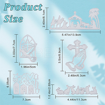 5Pcs 5 Styles Carbon Steel Cutting Dies Stencils DIY-GF0006-15-1