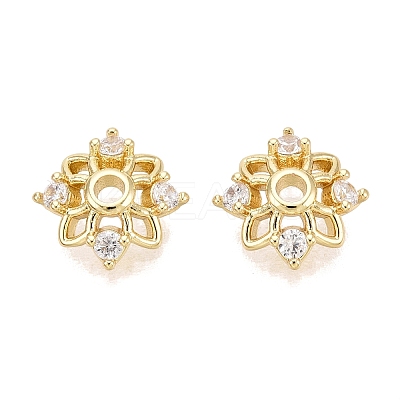 Brass Micro Pave Clear Cubic Zirconia Bead Caps KK-Q071-10G-02-1