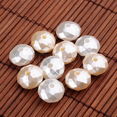 Faceted Rondelle Imitation Pearl Acrylic Beads OACR-L004-3604-1