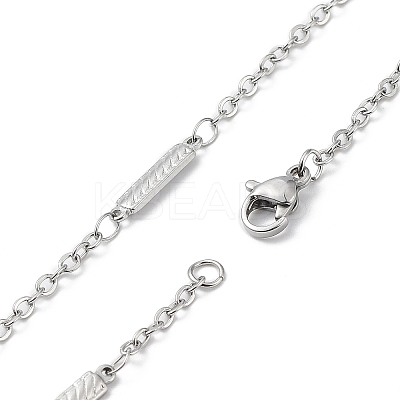 Non-Tarnish 304 Stainless Steel Rectangle Link Chain Necklace NJEW-K249-04P-1