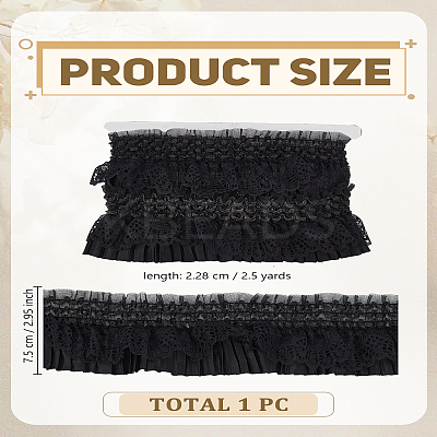 2.5Yards Satin Elastic Pleated Lace Trim OCOR-LP0003-29B-1