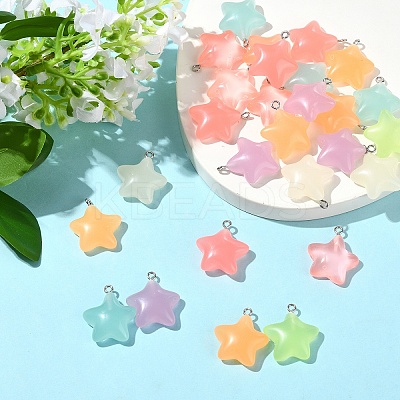 70Pcs 7 Colors Luminous Transparent Resin Pendants RESI-YW0004-47-1