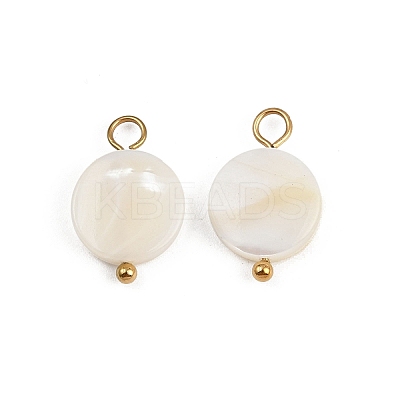 Natural Shell Disc Pendants STAS-D378-31G-1