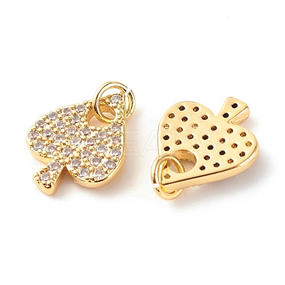 Brass Micro Pave Clear Cubic Zirconia Pendants X-ZIRC-P094-20G-RS-1