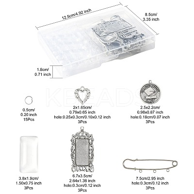 DIY Rectangle Pendant Making Kits DIY-FS0009-40-1