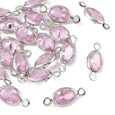 SHEGRACE Brass Pave Cubic Zirconia Oval Connector Charms XGRQ2O269-439B-P-1
