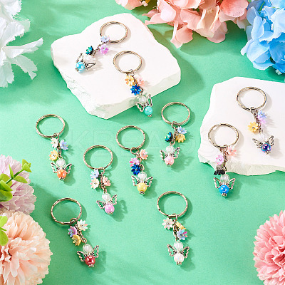 10Pcs 10 Colors Angel Acrylic Keychains KEYC-TA0001-26-1