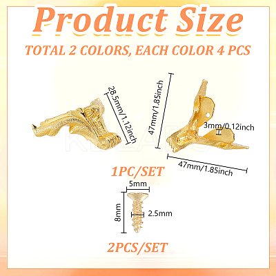 8Pcs 2 Colors Zinc Alloy Box Corner Protectors FIND-GA0007-22-1