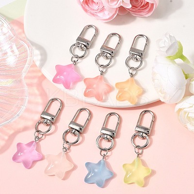 7Pcs Starfish Luminous Transparent Resin Pendant Decorations HJEW-JM03569-1