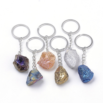 Rainbow Plated Natural Crystal Quartz Keychain KEYC-S252-11-1