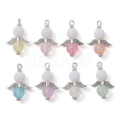 220Pcs Imitation Pearl Acrylic and Transparent Acrylic Beads Pendants PALLOY-JF02620-01-S-1