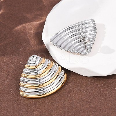 Two Tone Shell Shape 304 Stainless Steel Stud Earrings LS-EJEW-H176-01GP-1