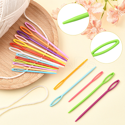 100Pcs 2 Styles Plastic Yarn Knitting Needles SENE-SP0001-02-1