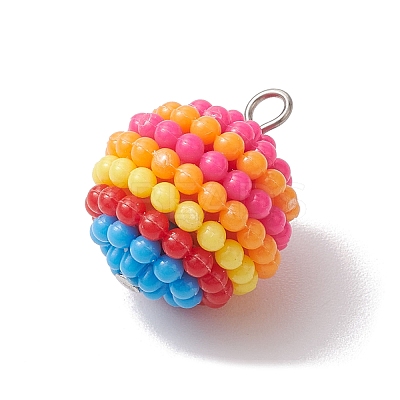 Rainbow Color Resin Waxberry Pendants PALLOY-JF02777-1