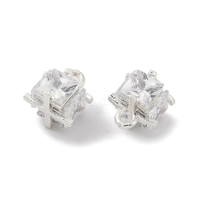 Rack Plating Brass Micro Pave Clear Cubic Zirconia Pendants KK-A224-09P-1